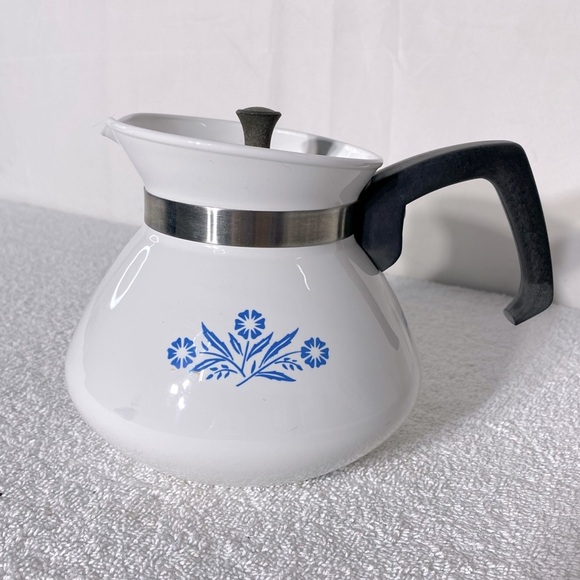 Vintage Corningware White Blue Cornflower 6 Cup Tea Pot - Picture 1 of 15